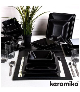 Keramika Siera 24 Parça 6 Kişilik Stoneware Kare Yemek Takımı