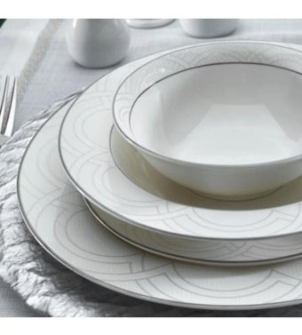 Schafer 60 Parça 12 Kişilik Bone China Porselen Yuvarlak Yemek Takımı