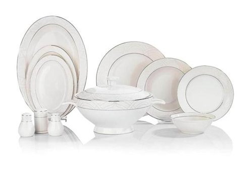 Schafer 60 Parça 12 Kişilik Bone China Porselen Yuvarlak Yemek Takımı