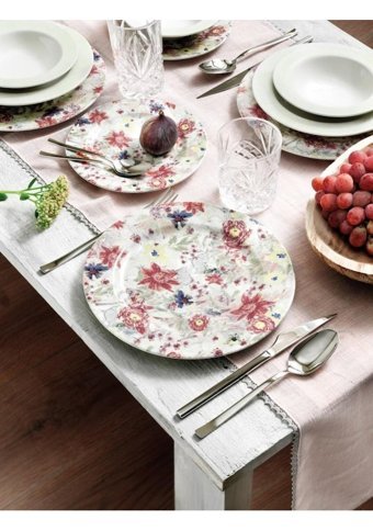 Pierre Cardin Fleur 24 Parça 6 Kişilik Bone China Porselen Yuvarlak Yemek Takımı