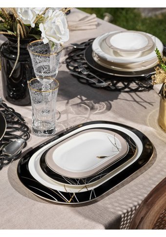 Schafer Tılsım Charm 60 Parça 12 Kişilik Bone China Porselen Yuvarlak Yemek Takımı