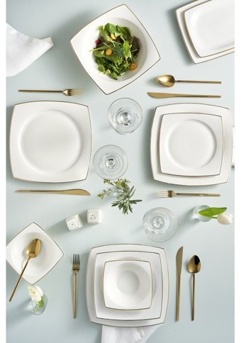Karaca Jamie 57 Parça 12 Kişilik Bone China Porselen Kare Yemek Takımı