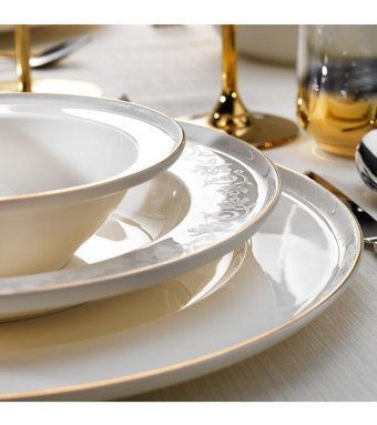 Schafer Queen Natty 60 Parça 12 Kişilik Bone China Porselen Yuvarlak Yemek Takımı