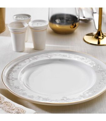 Schafer Queen Natty 60 Parça 12 Kişilik Bone China Porselen Yuvarlak Yemek Takımı