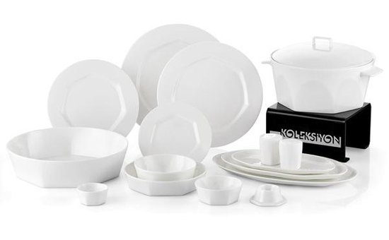Koleksiyon Mislina 55 Parça 12 Kişilik Bone China Porselen Yuvarlak Yemek Takımı