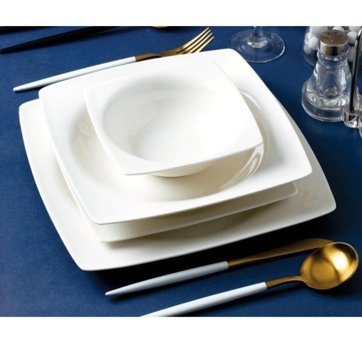 Sıla BN-101 24 Parça 6 Kişilik Porselen Kare Yemek Takımı