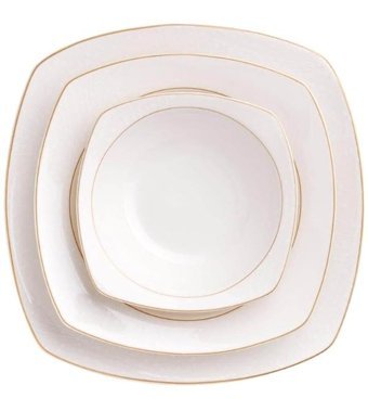 Korkmaz Mona Collection 60 Parça 12 Kişilik Porselen Kare Yemek Takımı