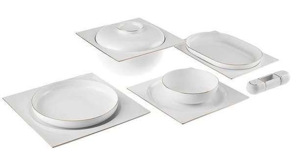 Karaca Fine Pearl 62 Parça 12 Kişilik Porselen Kare Yemek Takımı