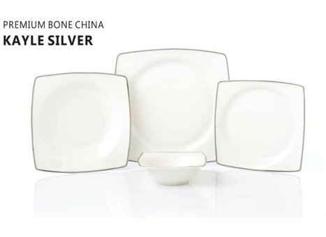 Pierre Cardin Kayle Silver 58 Parça 12 Kişilik Bone China Porselen Yuvarlak Yemek Takımı