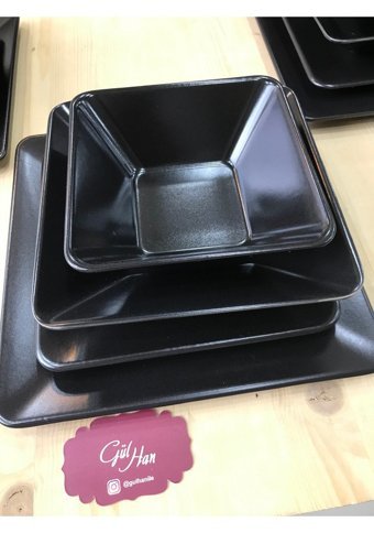 Keramika 24 Parça 6 Kişilik Stoneware Kare Yemek Takımı
