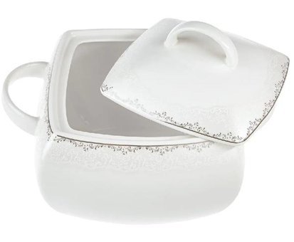 Emsan Yeni Lotus 61 Parça 12 Kişilik Bone China Porselen Kare Yemek Takımı