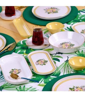 Glore Hermina 24 Parça 6 Kişilik Porselen Yuvarlak Yemek Takımı