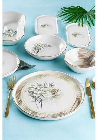 Acar Botany 27 Parça 6 Kişilik Stoneware Yuvarlak Yemek Takımı