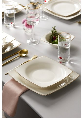 Karaca Blaine 24 Parça 6 Kişilik Bone Kare Yemek Takımı