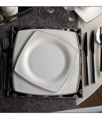 Pierre Cardin Chrystal 60 Parça 12 Kişilik Porselen Kare Yemek Takımı