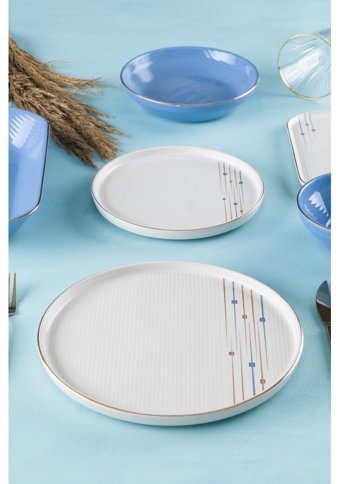 Acar Sapphire 27 Parça 6 Kişilik Stoneware Yuvarlak Yemek Takımı