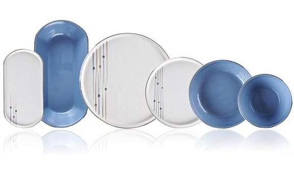 Acar Sapphire 27 Parça 6 Kişilik Stoneware Yuvarlak Yemek Takımı