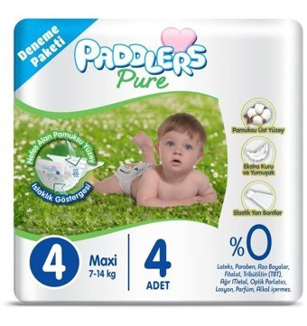 Paddlers Pure 4 Numara Bantlı Bebek Bezi 4'lü