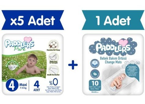 Paddlers Pure 4 Numara Bantlı Bebek Bezi 4'lü