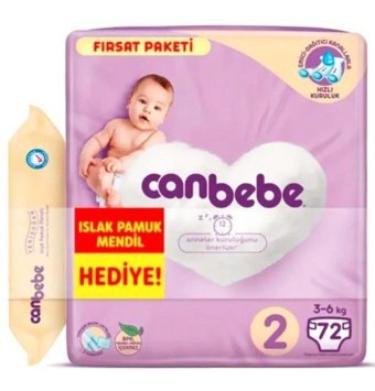 Canbebe 2 Numara Bantlı Bebek Bezi 72'li
