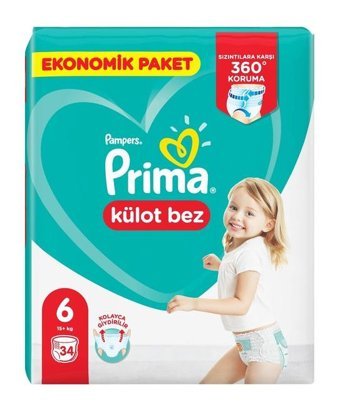 Prima 6 Numara Külot Bebek Bezi 4x34'lü