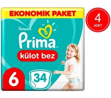 Prima 6 Numara Külot Bebek Bezi 4x34'lü
