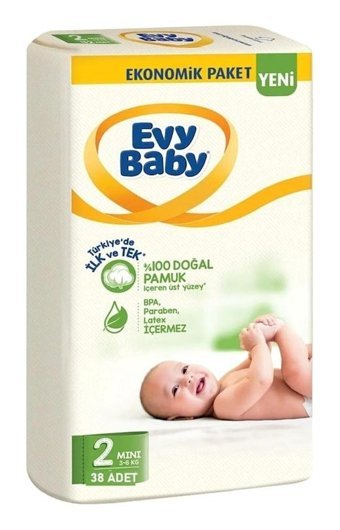 Evy Baby 2 Numara Bantlı Bebek Bezi 38'li