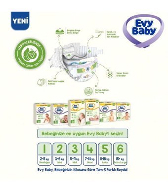 Evy Baby 2 Numara Bantlı Bebek Bezi 38'li