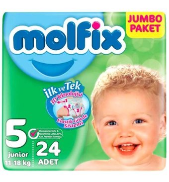 Molfix 5 Numara Bantlı Bebek Bezi 24'lü