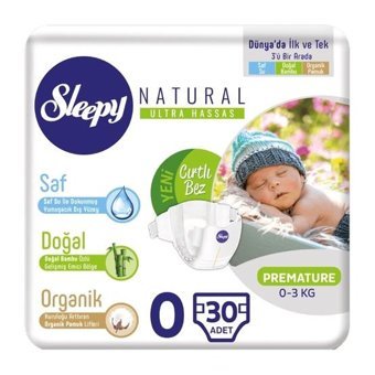 Sleepy Natural 0 Numara Bantlı Bebek Bezi 30'lu