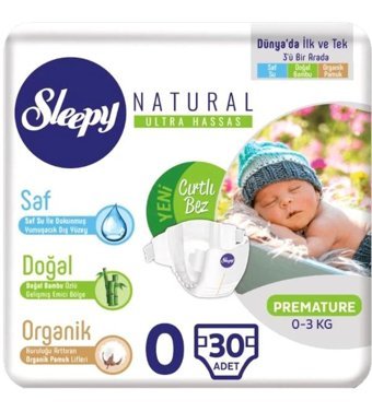 Sleepy Natural 0 Numara Bantlı Bebek Bezi 30'lu