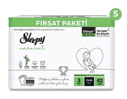 Sleepy Natural 3 Numara Bantlı Bebek Bezi 210'lu