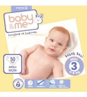 Baby Me 3 Numara Bantlı Bebek Bezi 50'li