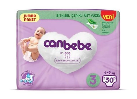 Canbebe 3 Numara Bantlı Bebek Bezi 30'lu