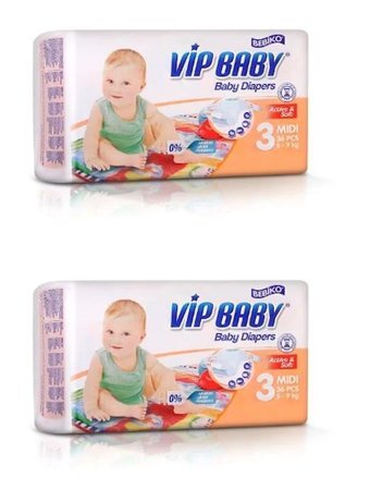 Bebiko Vip Baby 3 Numara Bantlı Bebek Bezi 36'lı