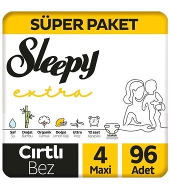 Sleepy Extra 4 Numara Bantlı Bebek Bezi 96'lı