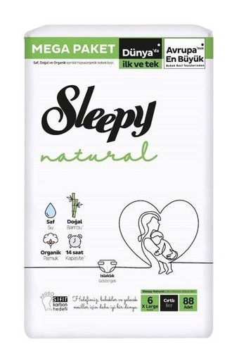 Sleepy Natural 6 Numara Bantlı Bebek Bezi 88'li