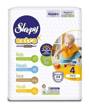 Sleepy Extra 4 Numara Bantlı Bebek Bezi 24'lü