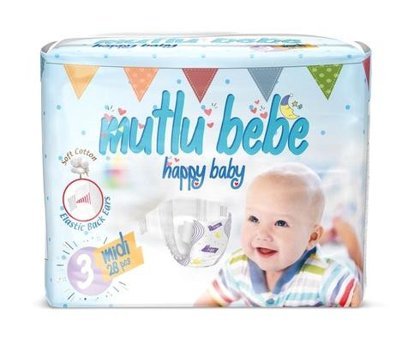 Mutlu Bebe 3 Numara Bantlı Bebek Bezi 28'li