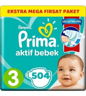 Prima 3 Numara Bantlı Bebek Bezi 504'lü