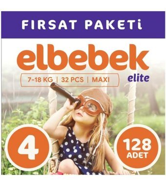 Elbebek Elite 4 Numara Bantlı Bebek Bezi 128'li