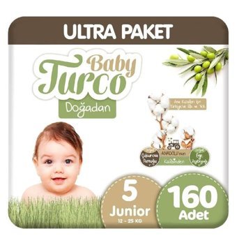 Baby Turco Doğadan 5 Numara Bantlı Bebek Bezi 2x80'li