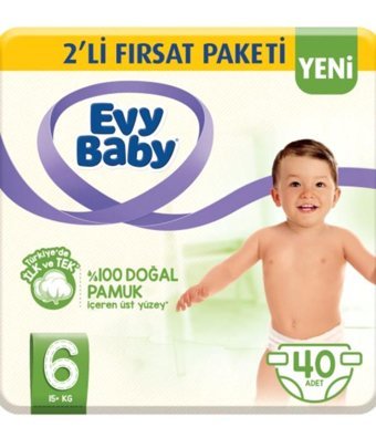 Evy Baby 6 Numara Bantlı Bebek Bezi 2x40'lı