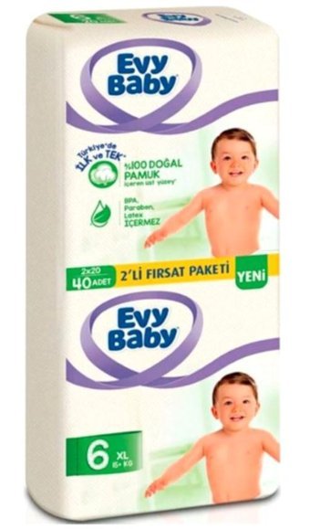 Evy Baby 6 Numara Bantlı Bebek Bezi 2x40'lı