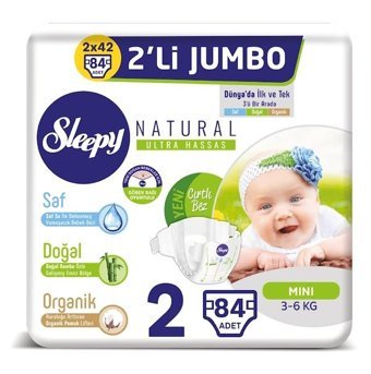 Sleepy Natural 2 Numara Bantlı Bebek Bezi 84'lü