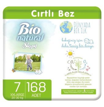 Sleepy Bio Natural 7 Numara Bantlı Bebek Bezi 168'li