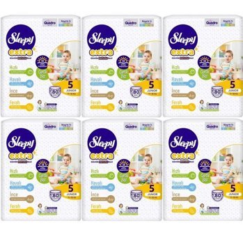 Sleepy Extra 5 Numara Bantlı Bebek Bezi 6x80'li