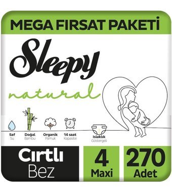 Sleepy Natural 4 Numara Bantlı Bebek Bezi 270'li