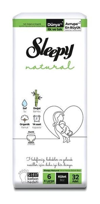 Sleepy Natural 6 Numara Külot Bebek Bezi 32'li