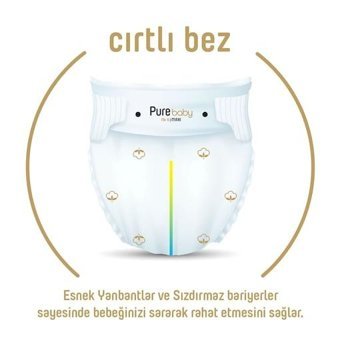 Pure Baby Organic 4 Numara Organik Bantlı Bebek Bezi 48'li